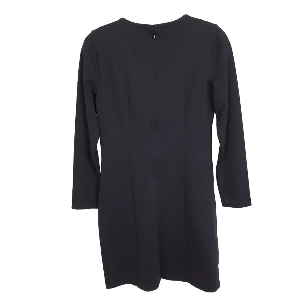 J Crew NWT Size 4 Dress Ponte Knit Shaped Fit Long Sleeve Round Neck Black - Picture 2 of 10